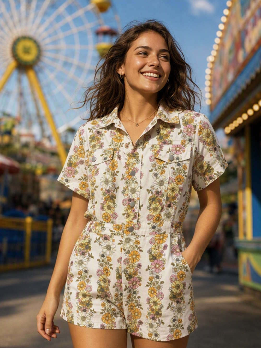 BaeVely Retro/Boho Floral Romper